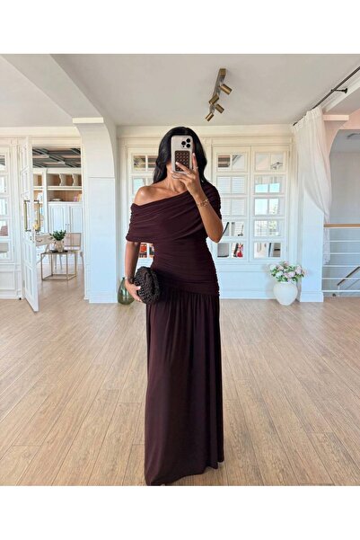 ruyaguneyboutique Drapeli Maxi Boy Elbise