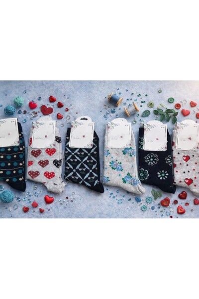 your trend socks 12 Çift Kadın Soket Çorap, Terletmeyen, Kokusuz, Pamuklu Çorap - Karışık Renk/Desen - Mevsimlik