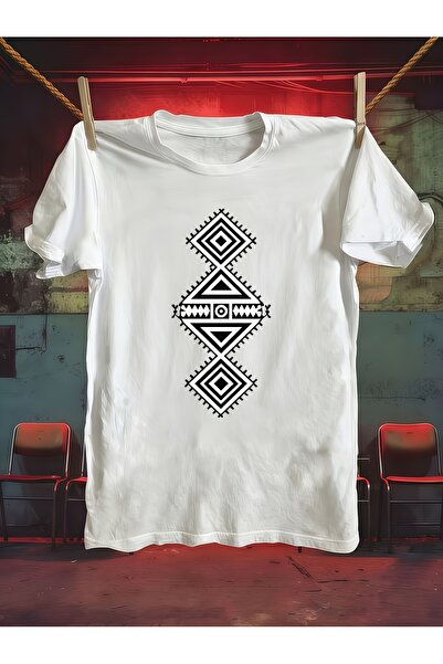 17 seramik Men's Pure Cotton Short-sleeve T-shirt, Geometric Print Pattern, S...