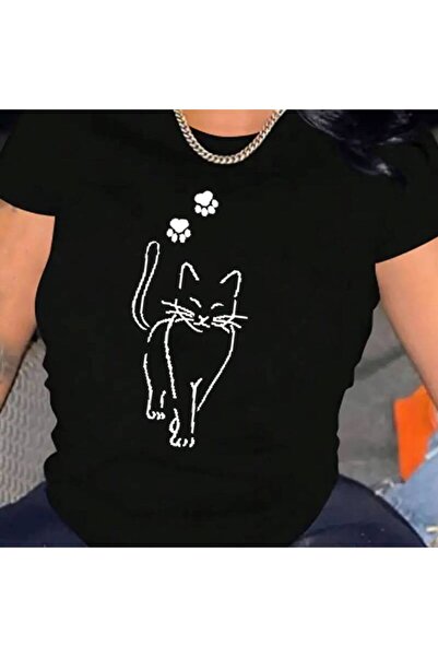 212Wear تي شيرت نسائي كاجوال بأكمام قصيرة، قطعة واحدة، 100% قطن ثقيل - ياقة د...
