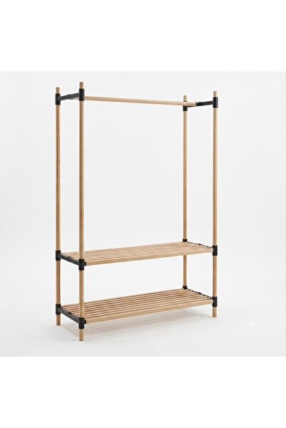 Nwood Modüler Ahşap Raflı Elbise Askısı Açık Gardrop 65x35x150