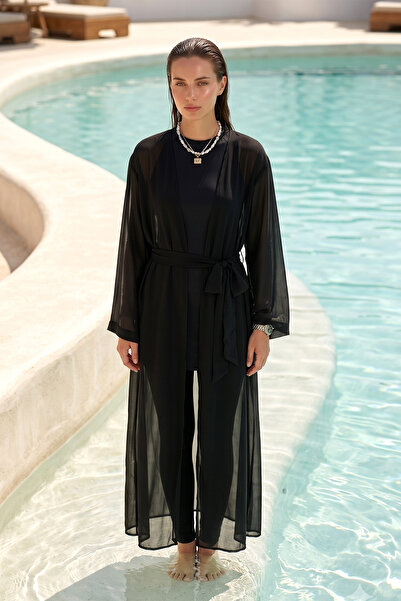 Haliç Mayo Single Kaftan Pareo over Hijab Swimsuit 6621 Black01