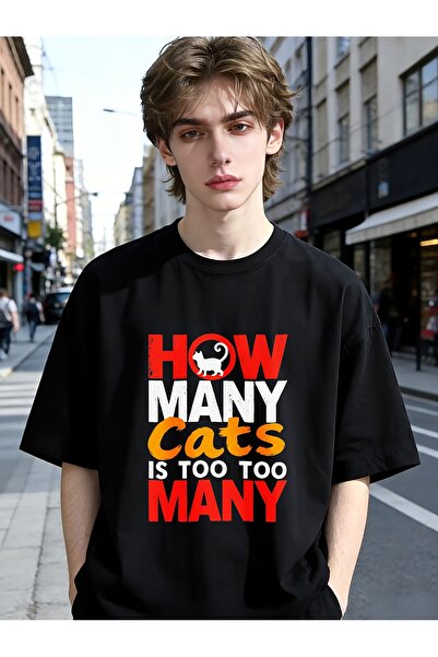 BASEPULSE تي شيرت قطني كاجوال مضحك وفريد من نوعه من How Cat Is Too Many Men ب...