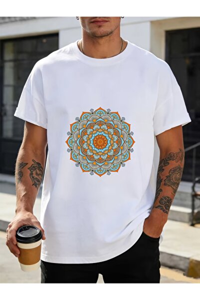 LİNA06 Mandala Design T-Shirt Men, Casual Comfort, Perfect for Summer, Easter...
