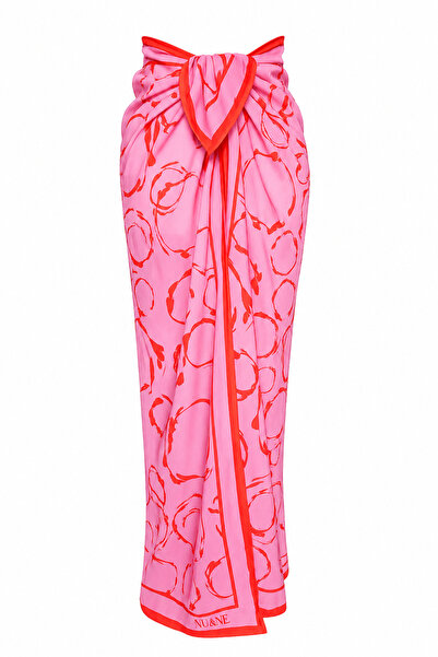 NUNE DESIGN Pembe Renkli Desenli Pareo Vual Kumaş 1.20 * 1.20 cm