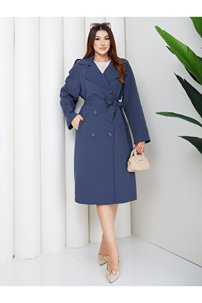 Moda İncir Oversize Draped Water-Repellent Trench Coat