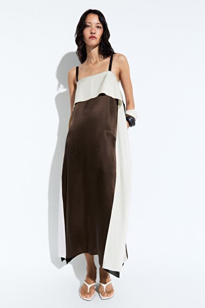 Massimo Dutti Kombine dökümlü midi elbise