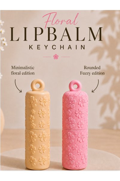 bambam 3d 2 bucăți cutie portabilă pentru protecția buzelor și ruj, cu model floral și breloc (cu opțiuni de culoare)