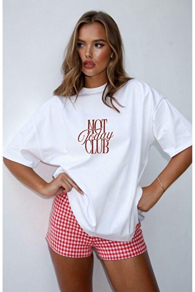 Vordevia Not Today Club Printed Cotton Oversize T-Shirt