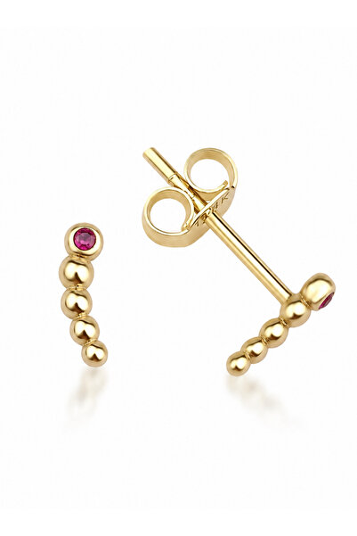 KAIROS JEWELRY 14 Ayar Altın 0.14 Karat Yakut Çivi Küpe