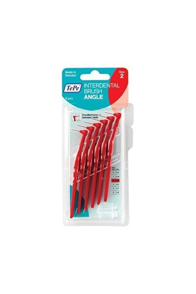 TePe Angle Size 2 0.5mm Μεσοδόντια Βουρτσάκια με Λαβή σε Κόκκινο Χρώμα 6τμχ