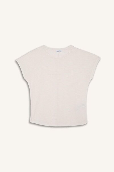 DeFacto Crew Neck Short Sleeve Anthracite Melange T-Shirt H1490Ax26Sp