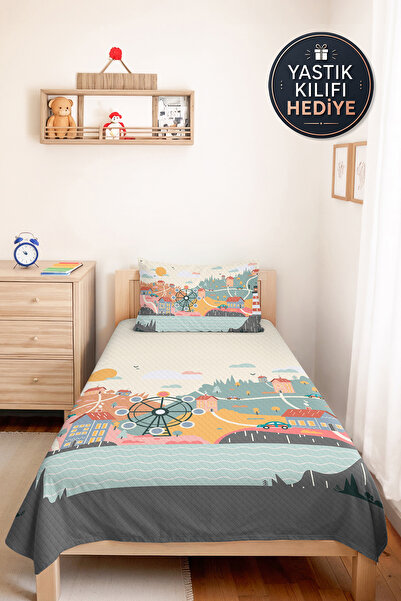 Evimde Bambaşka Lunapark Patterned Children's Room Single Pique Set - Pastel ...