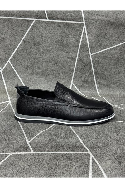 modaayakkabı Black Genuine Leather Loafer Shoes