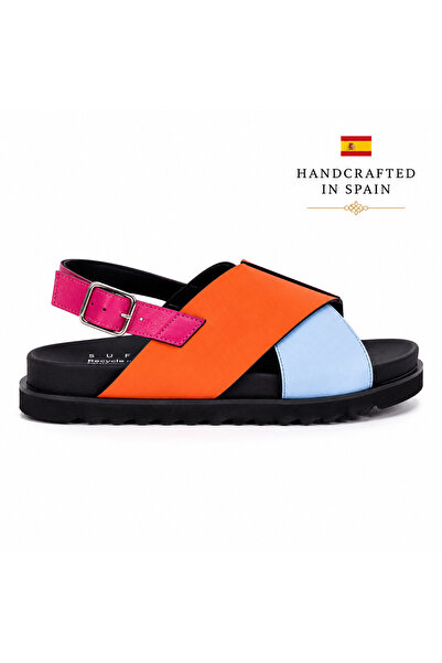 Castle Black Surface Freja Spain Production Premium Women's Sandals -Orange P...