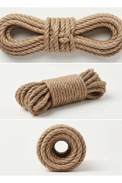 Duflon Jute Rope 6 mm 25 Meters Imported Wicker Rope Cat Scratching Rope