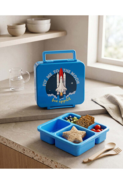 REDTAG Blue Printed Lunch Box Without Soup Bowl