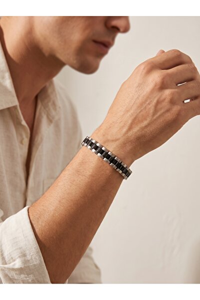 Parmas Design Black and White Stainless Steel Men's Gift Premium Bracelet 01863