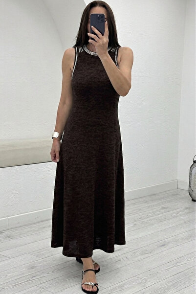 Acı Kahve Örme Elbise 8457