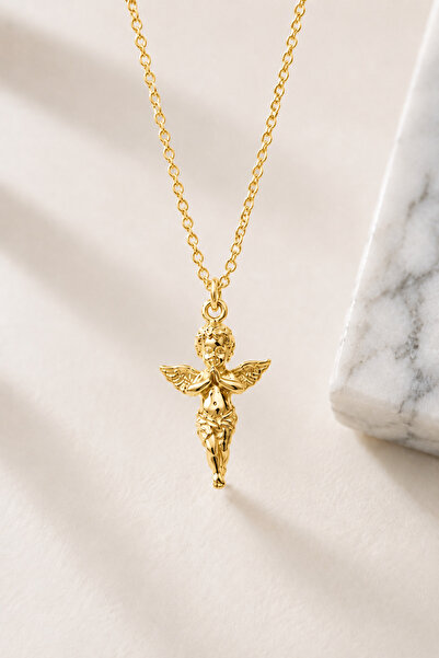 Auryne Jewelry Altın Kaplama Minik Bebek Melek Kolye Melek Kolye, 3D Bebek Me...