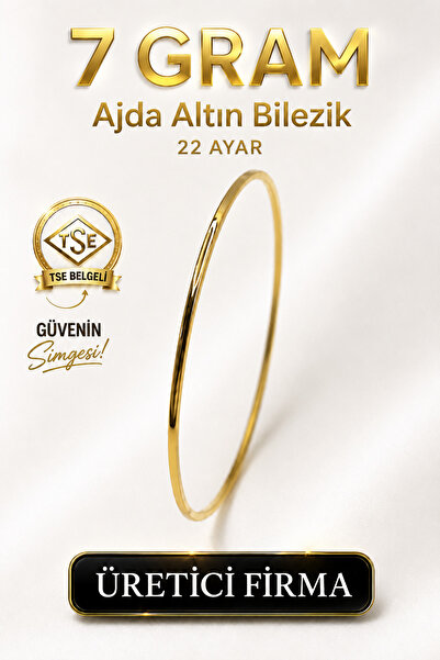 Aks Gold 22 Ayar TSE Belgeli (7 GRAM) Ajda Altın Bilezik İşçiliksiz Yatırımlık