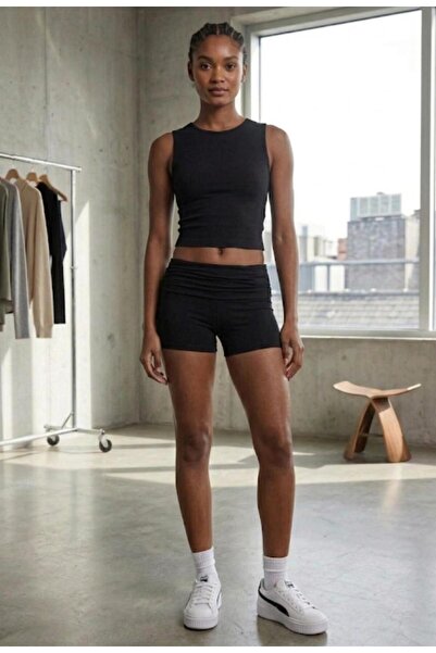 vanilkie Waist Foldable Detailed Short Sports Shorts