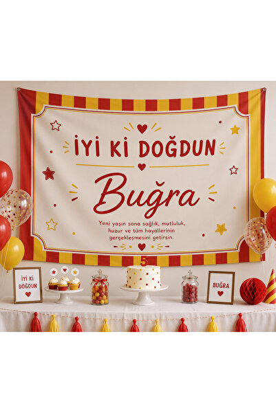 Piloji Kişiye Özel İyi Ki Doğdun Kumaş Duvar Örtüsü Doğum Günü Afişi - İsim B...