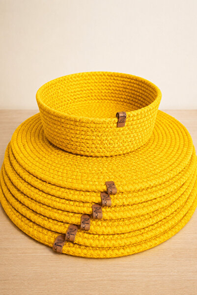 Naspar 6 Pieces of Yellow Color Plates & 1 Basket/ American Service & Kitchen...
