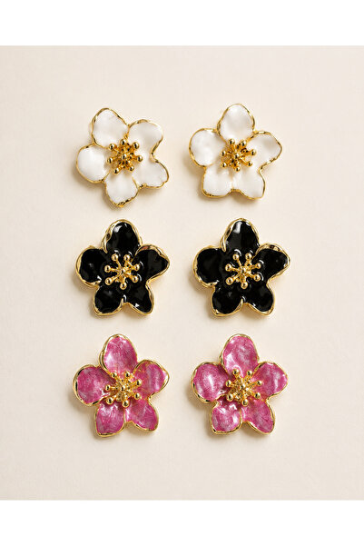 MRK 3 Pairs Set Earrings Colorful Flower Earrings