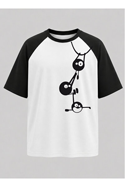 OPPPSSS Abstract Geometric Raglan Sleeve Unisex T-Shirt |   Modern Line Art P...