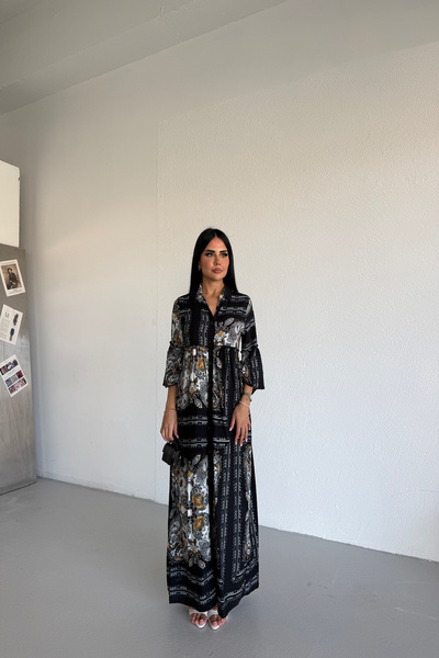 LİLA İSTANBUL Καλοκαιρινό φόρεμα με γιακά πουκάμισου και έθνικ σχέδια