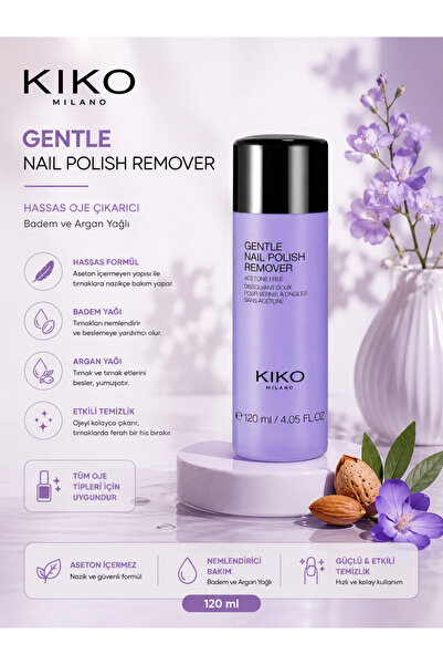Kiko Nail Polish Remover Gentle 120 ml | Asetonsuz Nazik Oje Temizleyici ve T...