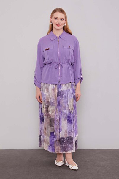 Levidor Purple - Lilac Mixed Patterned Skirt Set