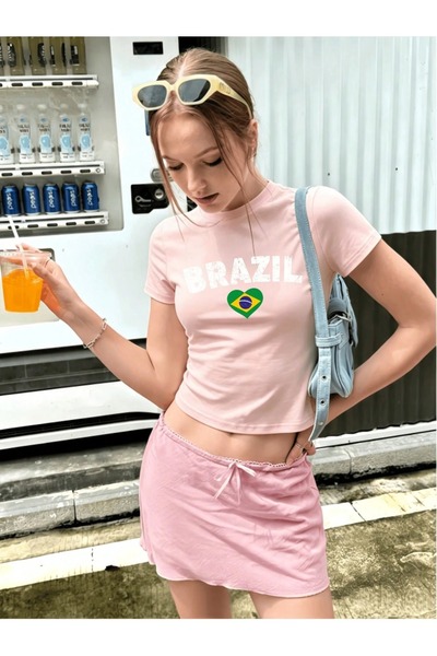 cto your style Ženska uska majica kratkih rukava sa brazilskim printom