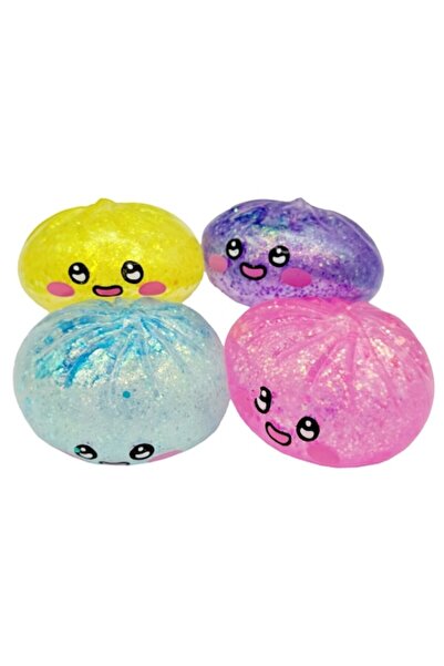 OEM Jucărie squishy antistres, model cu față zâmbitoare, cu sclipici și lumin...