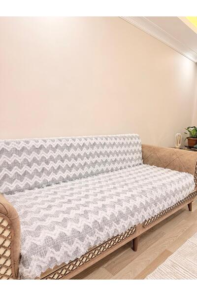 montanahome Sofa Bed Cover Premium Zigzag Woven Sofa Shawl 170*210 Anthracite