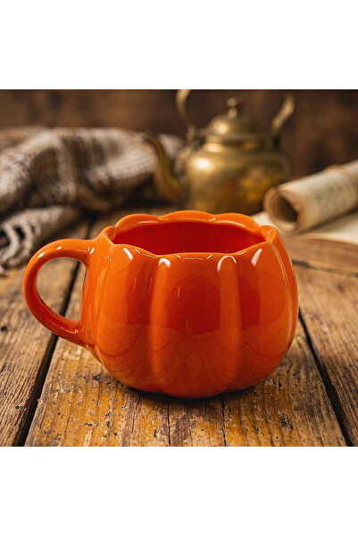 PALTO TASARIM Orange Flower Mug 3D Embossed Handmade Cream Glossy - Handcraft...