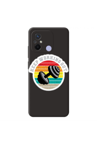 Other Xiaomi Redmi 12C Keep working out Black Colored Silicone TPU Θήκη