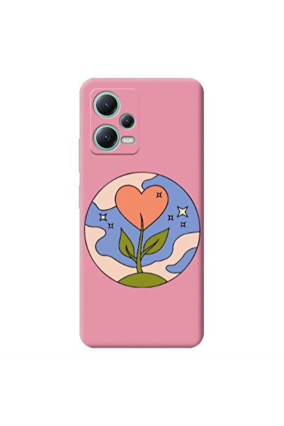 Other Xiaomi Redmi Note 12 Pro 5G Hearted Flower Pink Colored Silicone TPU Θήκη