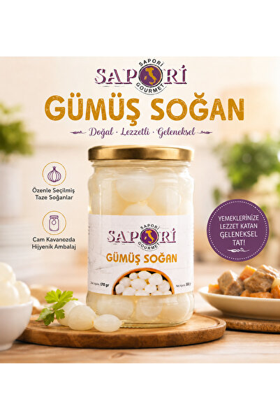 Sapori Gümüş Soğan 300 gr Net 170 Gr Cam Ambalaj