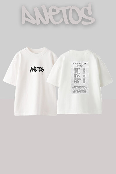 Anetos Kanye West Graduation_1 Design Printed Oversize White T-Shirt