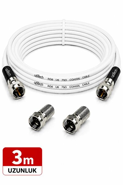upTech HD Uydu Anten Kablosu 3 Metre F Konnektörlü Full HD 4K TV Kablosu