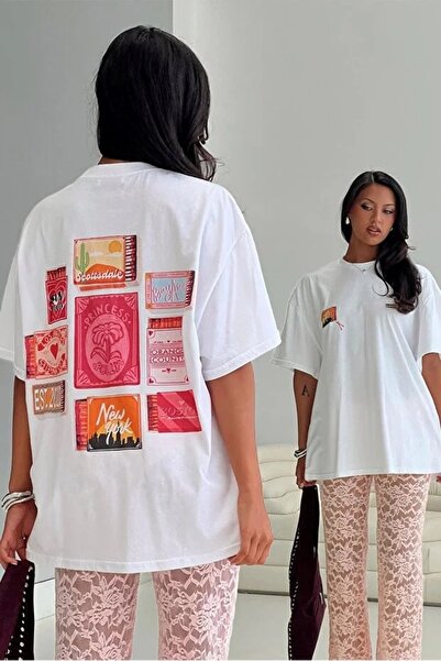 cto your style Ženska oversize vintage majica sa otiskom na poleđini – bela, ...