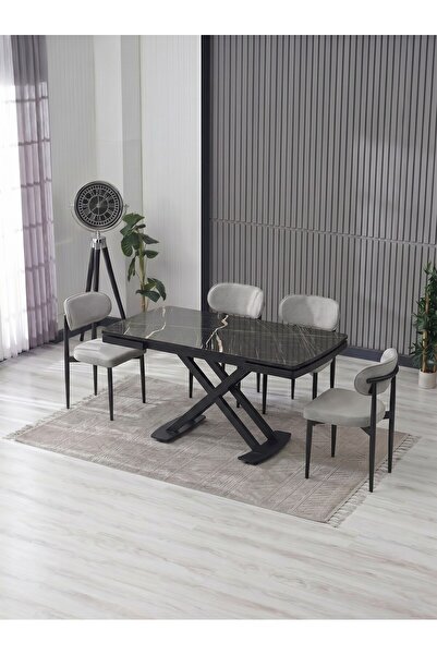 JoyMassa VENOXA 70X110 MDF MASA / 4 POLO SANDALYELİ MASA TAKIMI