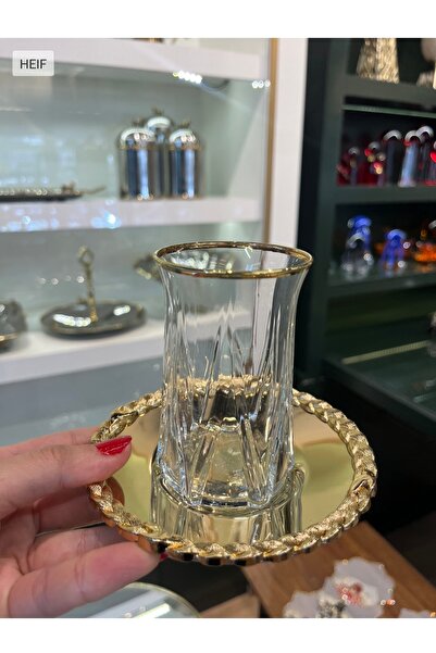 P&ORA PREMIUM KITCHEN PRODUCTS Hasir Desen Zeo Gold Tea Set of 6