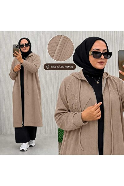 MODA MT Kadın Çilek Kumaş Boydan Fermuarlı Tunik