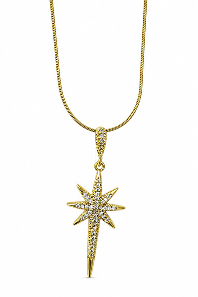 Jack Ferrero Sparkling Star Pendant Yellow Color Chain Necklace for Women Sty...