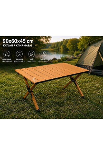 AslanCamping 90x60x45 cm Katlanır Kamp ve Piknik Masası – Hafif, Dayanıklı ve...
