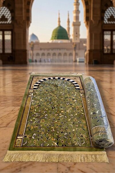 İpekçe Luxury Ravza Patterned Green Mihrap Prayer Rug
