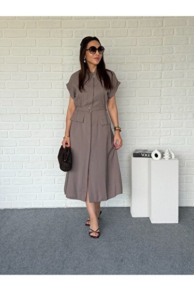 Goncalya Hakim Collar Tencel Shirt Dress